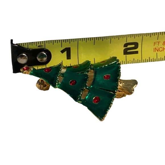 Christmas Tree Pin with Red Rhinestones Tree Decorations gold tone - Picture 5 of 9